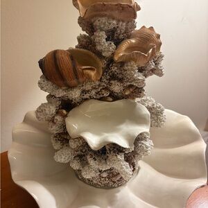Calming home office tabletop water fountain Cracker Barrel Seashell.